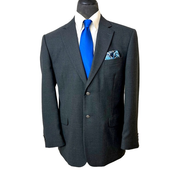 STAFFORD MENS SPORTS BLAZER. SIZE 44L TWO BUTTON FRONT. POLY & WOOL BLEN… - Picture 1 of 9
